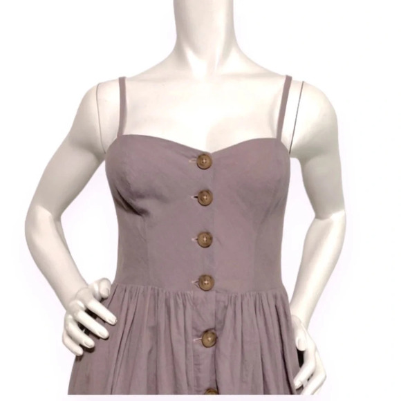 Cooperative Linen Blend Taupe Sleeveless Midi Dress Size S - Picture 2 of 7